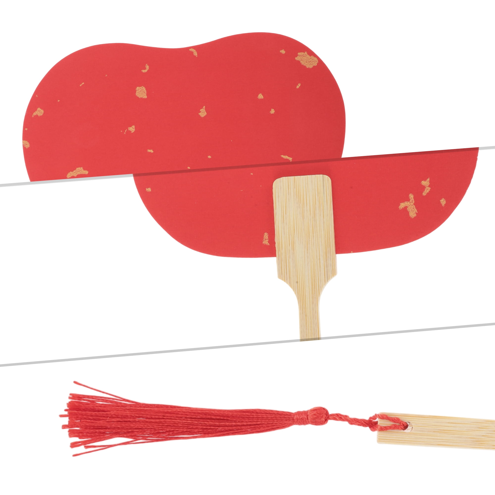 Unique Bargains Folding Fan Red Palm-Leaf