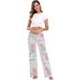 thumbnail image 6 of FREEAMG Women Pajama Pants Lounge Pants Long Stretch Comfy Sleepwear Cute Piggy Pink White, 6 of 7
