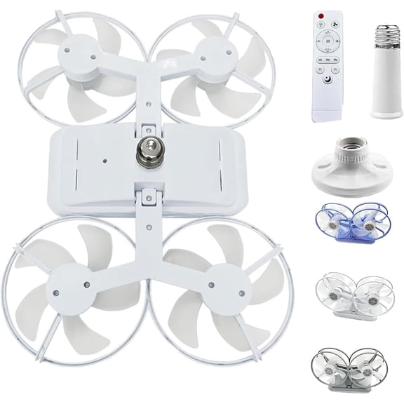 Drone-Style Led Ceiling Fan Light - Modern Lighting & Airflow in One, Foldable Drone Ceiling Fan Three Adjustable Color Modes, Screw in Ceilings Fans in Lights Socket for Home Office