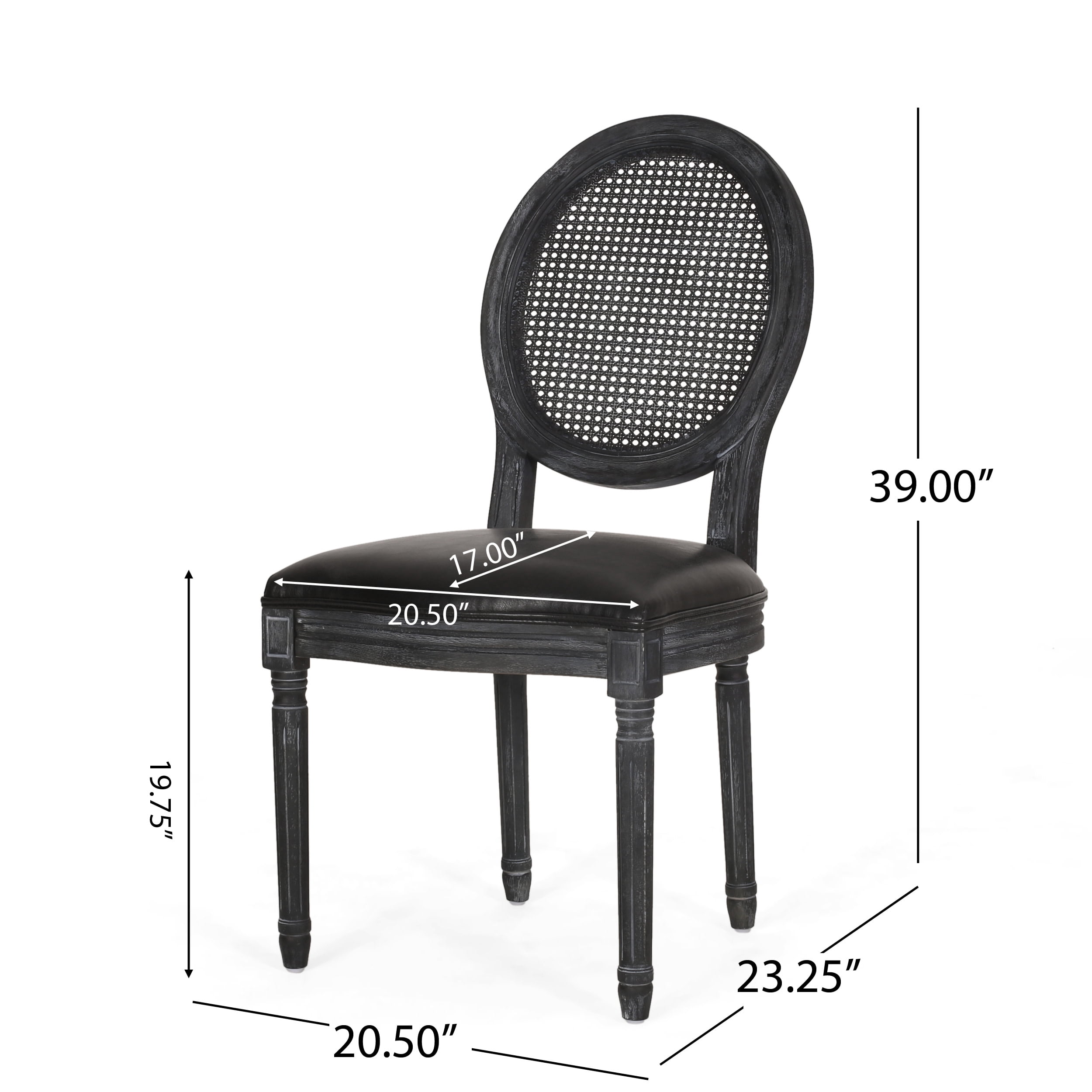 Noble House Acorn Wood and Cane 7-Piece Expandable Dining Set, Midnight Black and Gray