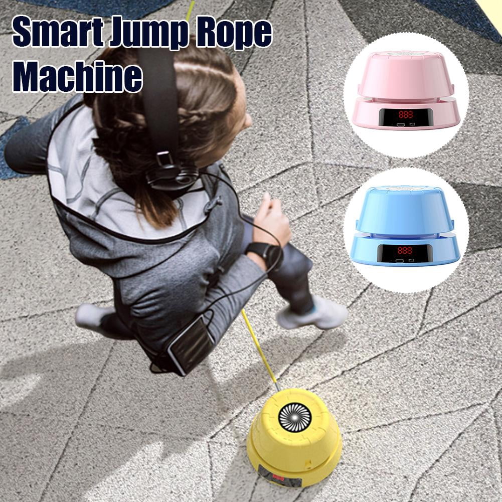 Smart Jump Rope Machine, Hands-Free Automatic Floor Jump Rope for Kids & Adults,1-10 Speed Level Adjustment Multiplayer Fitness Trainer LED Display Counter,Rechargeable for Family & Home
