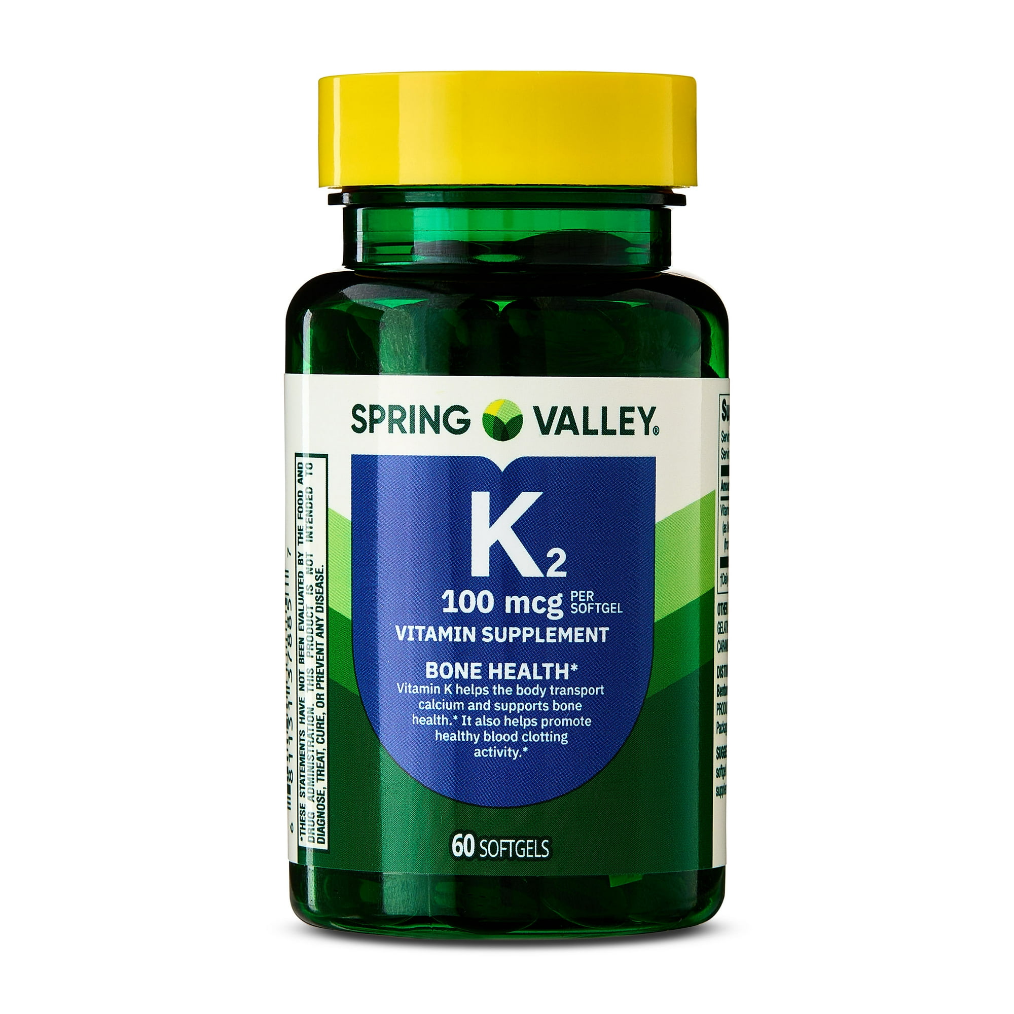 Spring Valley Vitamin K2 100mcg Soft Gel Capsules for Bone Health, 60 Count
