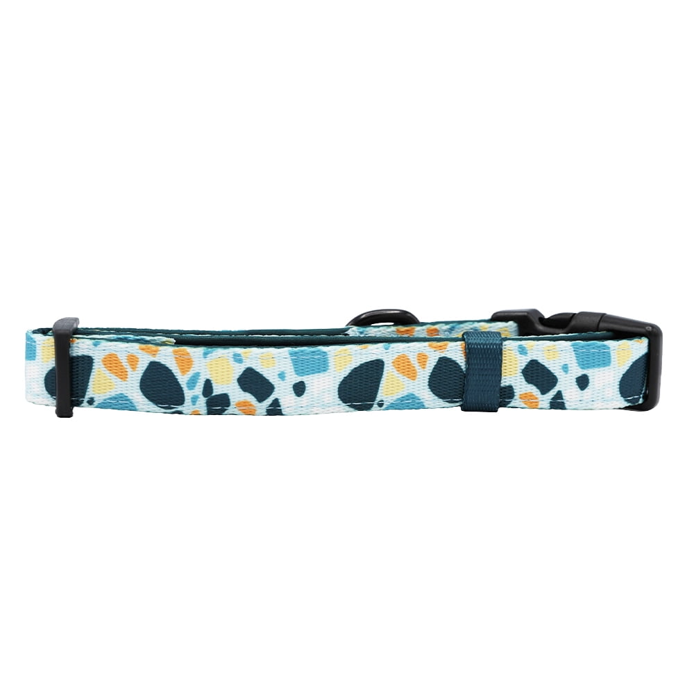 Sassy Woof Cushioned Adjustable Dog Collar- Blue Terrazzo, Small