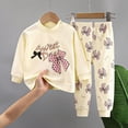 thumbnail image 2 of HCNTES Toddler Baby Kids Girls Boys Clothes 2-Piece Outfit Set Summer Spring Fall Winter Round Neck Long Sleeve Casual Top and Joggers Pants Unisex Loungewear Set for Children(C-Beige,1-2 Years), 2 of 4
