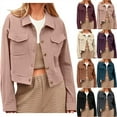 thumbnail image 7 of FAIWAD Cropped Jacket Women Casual Button Down Corduroy Shacket Jackets Trendy Retro Streetwear Outerwear, 7 of 7
