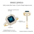 thumbnail image 6 of Rosec Jewels Art Deco London Blue Topaz Engagement Ring - 3 Carat - AAA Grade - Asscher Cut Blue Topaz Ring with Double Halo, 18K Yellow Gold, US 5.00, 6 of 7