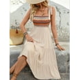 thumbnail image 6 of Women Sleeveless Summer Dresses Wedding Guest Maxi Dresses Ribbed Knit Tops and Polyester Skirt with Pockets S, 6 of 9