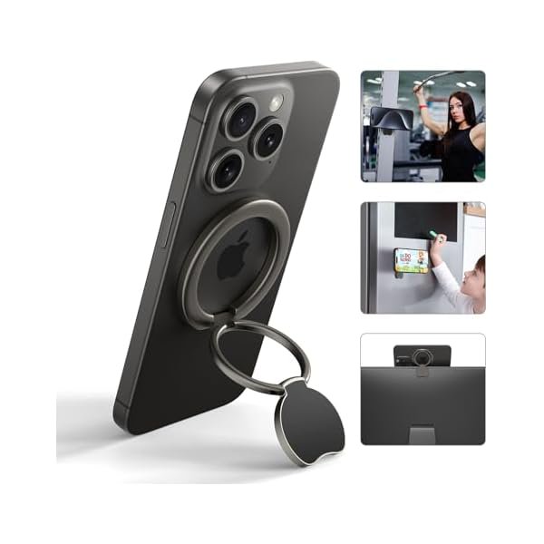 wonima11 Double Adjustable Magnetic Phone Ring Holder for iPhone iPad Compatible with Magsafe Strong and Convenient Phone Grip and Stand for Kitchen, Gym, and Office Ideas