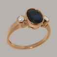 thumbnail image 2 of LBG British Made 14k Rose Gold Natural Sapphire & Diamond Womens Promise Ring - 33 size options - Size 10.75, 2 of 6