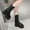 Black, variant on British Vintage Platform Moto Mid Calf Boots for Women, Round Toe Soft Leather Chunky Block Heel Solid Fall Fashion Booties Black 38