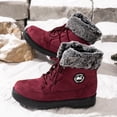 thumbnail image 4 of Fnooota Womens Cozy Boots, Warm Outdoor Non Slip Lace up Fur Lined Boots Winter Snow Wine Size 9.5, 4 of 5