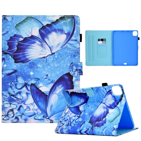 Dteck Folio Case for iPad Pro 11 Inch (M4) 2024, Multi-Angle Smart Stand Cover with Card Slots, Cute Butterfly Pattern Auto Sleep/Wake for iPad Pro 11 (2024)
