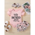 thumbnail image 3 of Newborn Baby Daddy's Girl Short Sleeve Romper +Tutu Pants Dress + Headband Summer Father's Day Outfits 6M 12M 18M 24M, 3 of 10