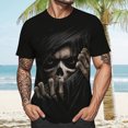thumbnail image 4 of adaychics Men's Graphic T-Shirts Skeleton Printed Crewneck Casual T Shirts Regular Fit Top Clothes for Travel Dating Streetwear, 4 of 6