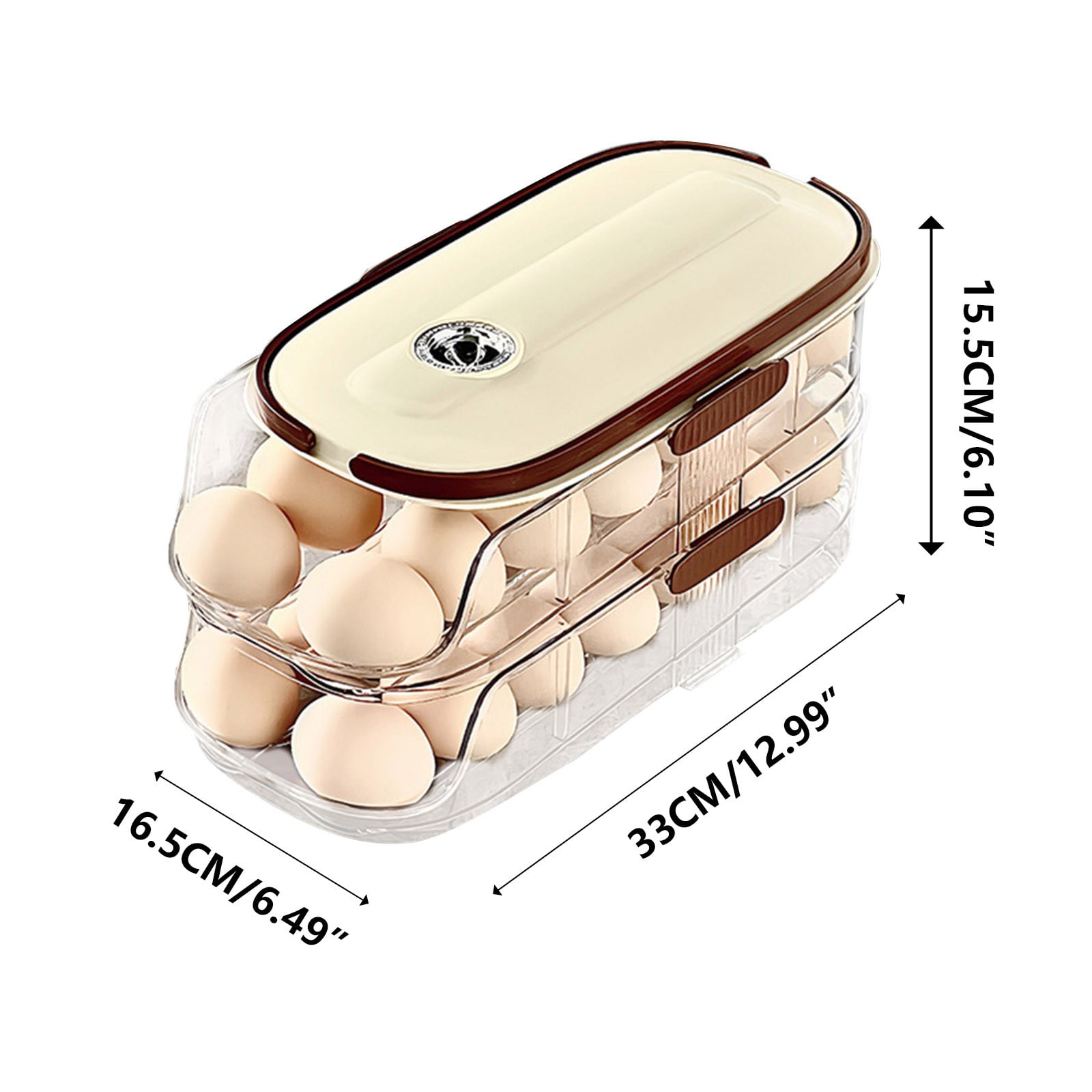 Tgbvmt Double Layer Rolling Storage Box Transparent Refrigerator Storage Rack Space Saving Food Organizer for Kitchen Fridge Pantry Cabinet Countertop Egg Storage Container Home Kitchen Storage