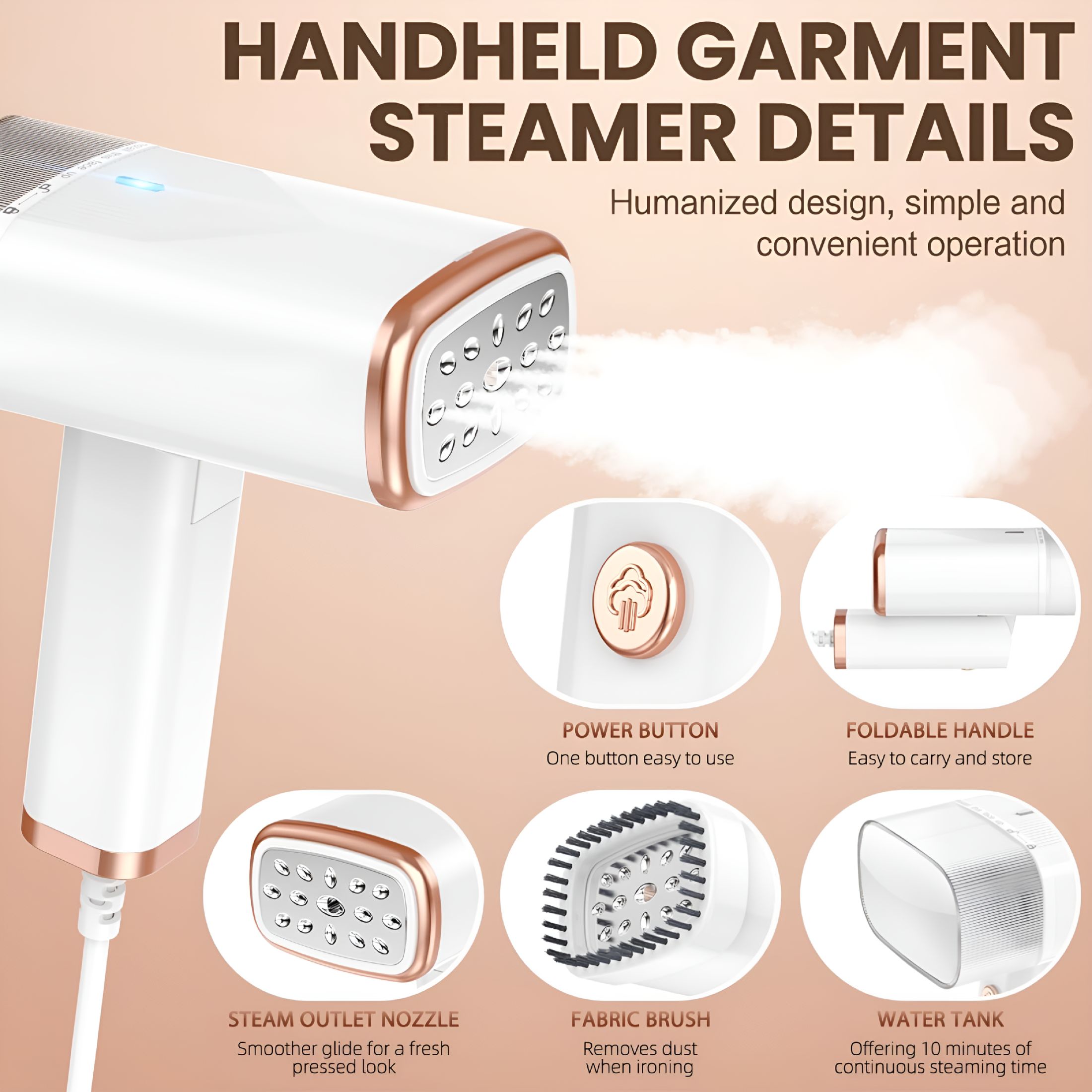 CURYMAY 2026 New Portable Handheld Steam Garment Steamer Foldable: Effortless Wrinkle Clothes Steam Iron Removal 20-Second Fast Heat-Up,1200W,120Ml Water Tank for Home&Travel