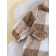 thumbnail image 6 of Wassery Baby Boys Girls Fall Fleece Jumpsuits 6M 12M 18M 24M Newborn Boys Girls Long Sleeve Button Down Lapel Plaid Bodysuit Autumn Winter Warm Romper for Infant Boy Girl, 6 of 9