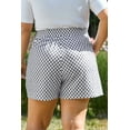 thumbnail image 2 of Women's Plus Size Gray Checkerboard Lace-Up High Waist Casual Shorts - [ZhiHiMeRi] | (US 14W-16W)1X, 2 of 12