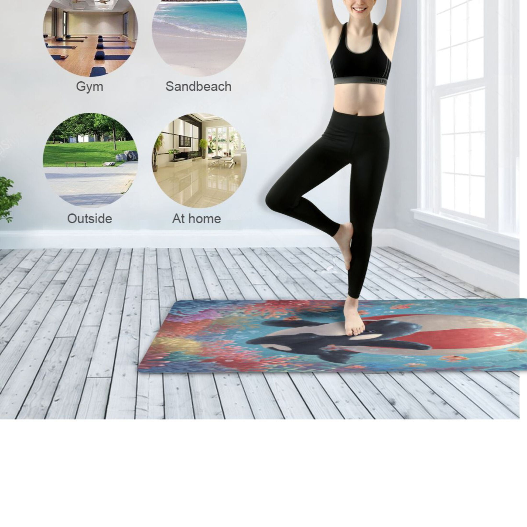 BZSMCE Yoga Mat Women Fitness Mat Coral Orca Fun Pattern
