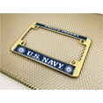 thumbnail image 6 of [Officially Licensed Product] - Motorcycle Domed Custom-Made Personalized Metal License Plate Frame with United States Navy Proud Parent Design - Gold, 6 of 7