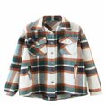 thumbnail image 1 of Women Long Sleeve Loose Spring Fall Shirts Coat Girl Plaid Wool Buttons With Pockets Jacket Dark Green L, 1 of 9