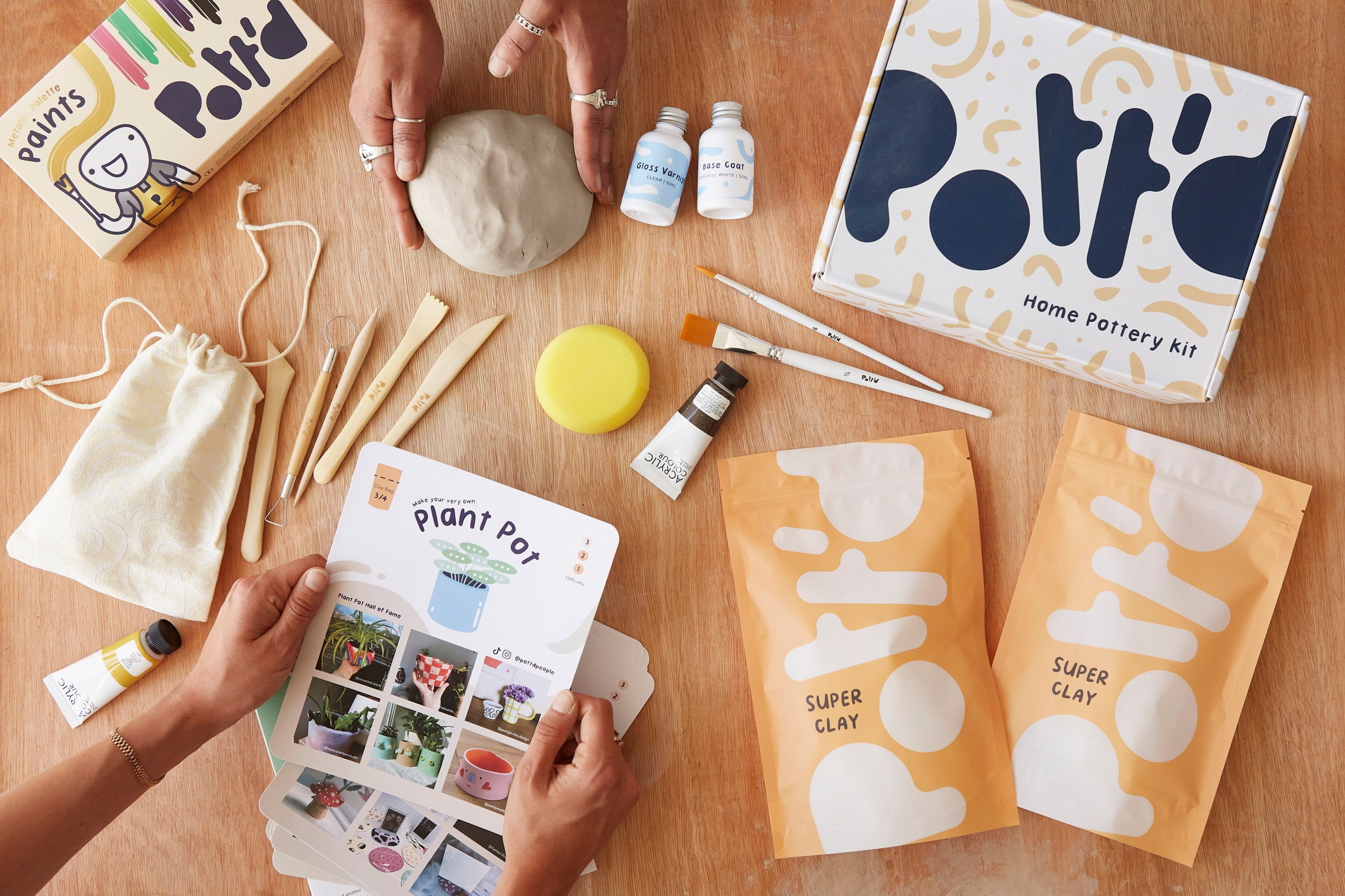 Pott'd Home Air Dry Clay Pottery Kit for Adults & Beginners