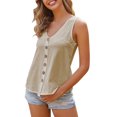 thumbnail image 1 of Moda mujer verano cuello en V sin mangas botón sólido Casual Tank Top blusa Fridja  gh6896, 1 of 4