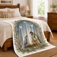 thumbnail image 6 of Christmas decorative motif Starry Night Illustration Peaceful Holy Family, Warm Flannel Blanket for Living Room and Family Room, Festive decorative motif Scene, Art Lovers Christmas Gift, 6 of 7
