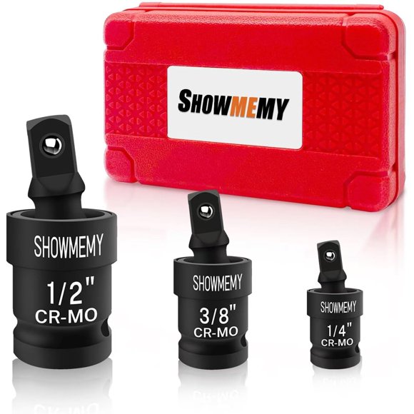 shiyou-Swivel Socket Set, 3 PCS Impact Swivel Socket Set, Wobble Socket, Impact Grade Universal Joint, Cr-Mo Steel, 1/4-Inch, 3/8-Inch, 1/2-Inch Drive