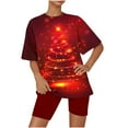 thumbnail image 3 of VBTAPA Christmas Pajama Sets for Women 2 Piece Lounge Shorts Set Oversized Tee Tops and Shorts Matching Loungewear Xmas Jammies B-Wine L, 3 of 8