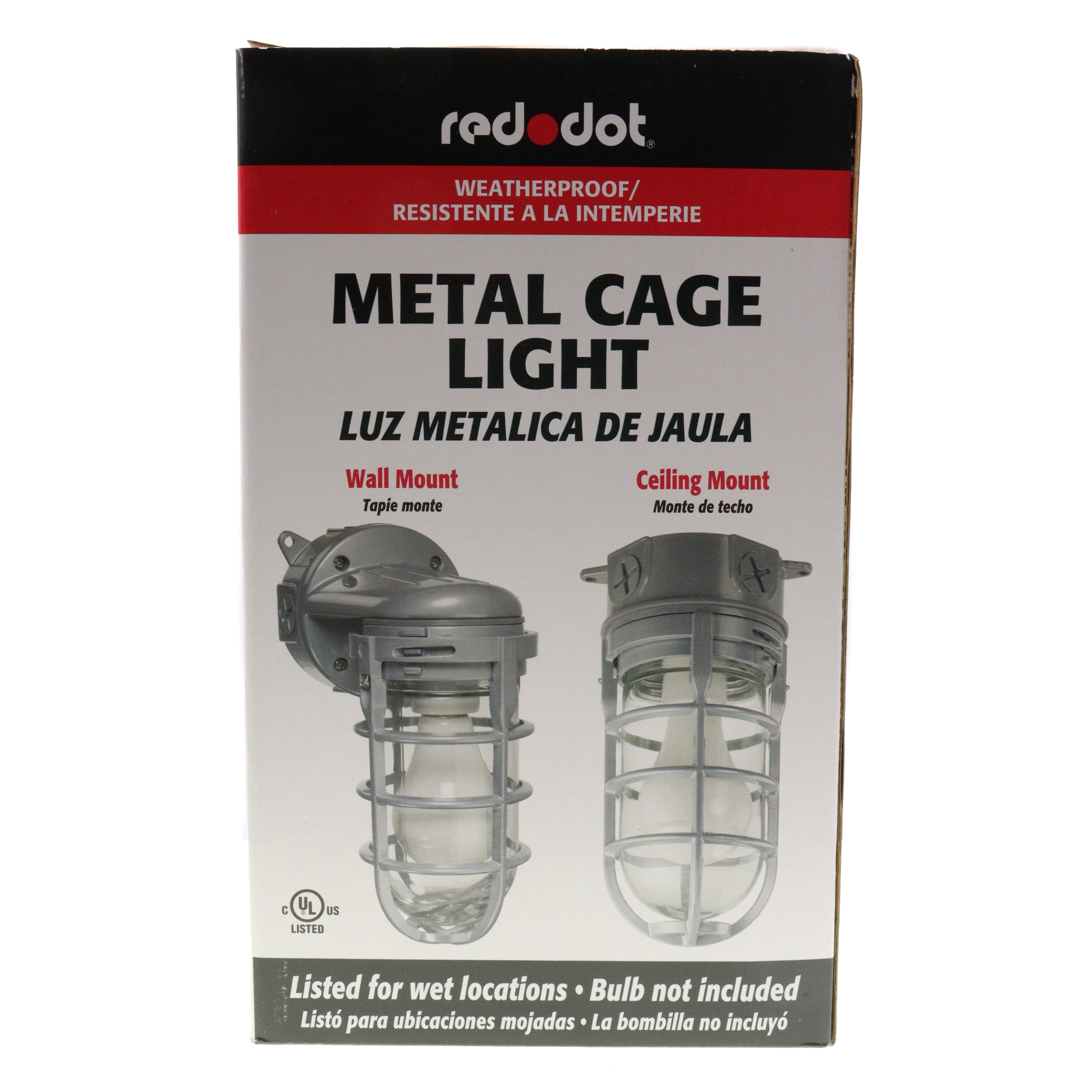 Red Dot 150-Watt Ceiling Mount Metal Cage Globe Light