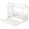thumbnail image 3 of House Bed with Trundle, Twin Size Wood Bunk Bed Daybed with Window and Roof, Playhouse Daybed Frame for Kids Teen Adults, Can be Decorated for Girls and Boys, No Box Spring Needed, White, 3 of 8