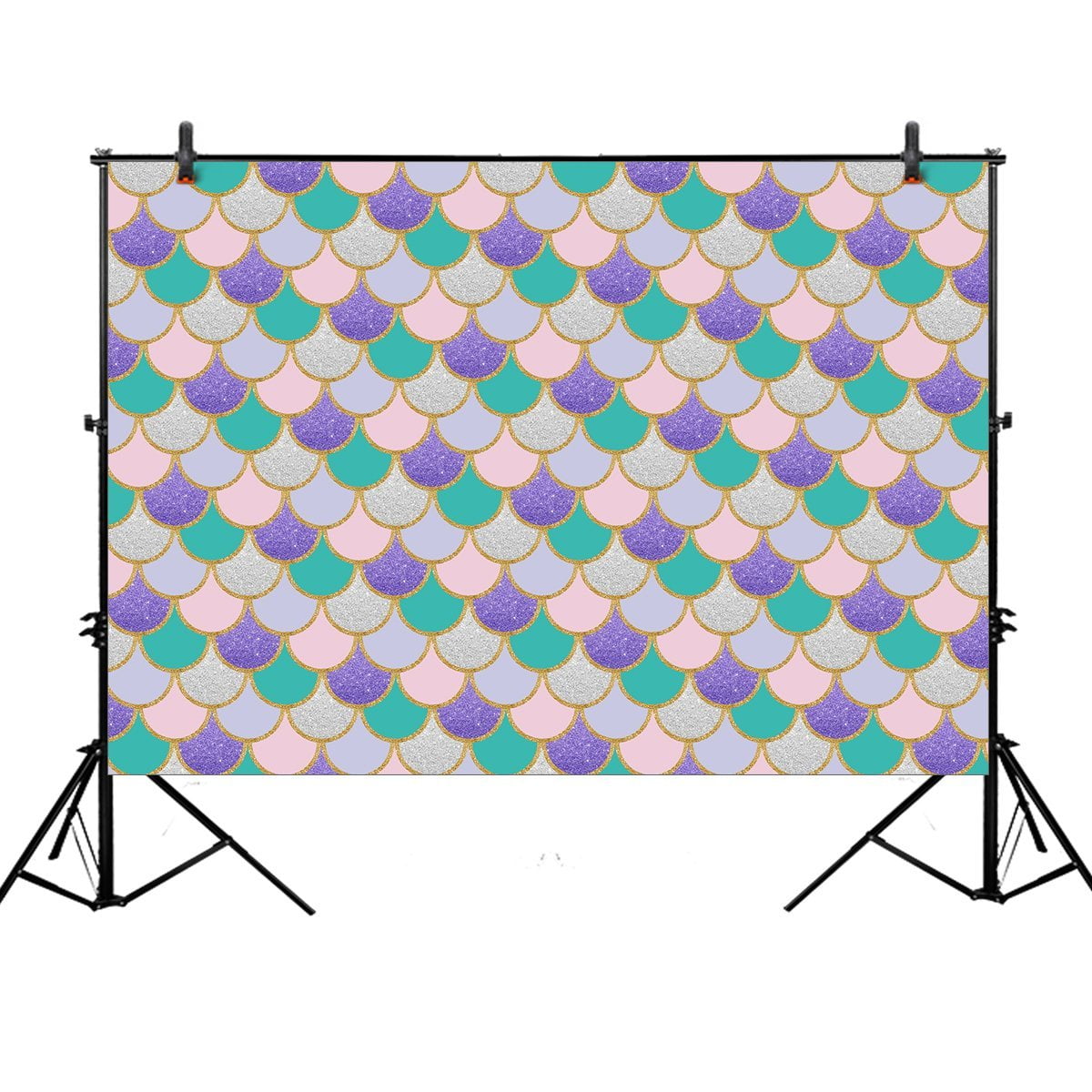 12x12ft Pastel Color Mermaid Scales Backdrop for Parties Colorful Glitter Fishes Sea-Maid Tail Scale Baby Shower Photography Background Birthday Party Events Photo Studio Props