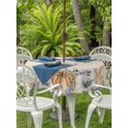 thumbnail image 2 of Outdoor Tablecloth with Umbrella Hole and Zipper, Orange Blue Fall Round Table Cloth 54 Inch Waterproof Tablecloth, Thanksgiving Floral Botanical Rustic Picnic Table Cover for Patio Camping, 2 of 7