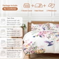 thumbnail image 6 of Queen 4 Piece Bedding Set Blossom Floral Hummingbird Soft Breathable Duvet Cover and Pillowcase, Butterfly Blossom Flower Plant Duvet Cover Set Bed Sheets for Bedroom Dormitory Guest Room, 6 of 9
