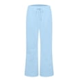 thumbnail image 6 of WULMLEO Wide Leg Sweatpants Women Casual Flare Pants with Pockets Straight Leg Y2k Baggy Sweatpants Fall Fleece Sweat Pants Light Blue XL, 6 of 9