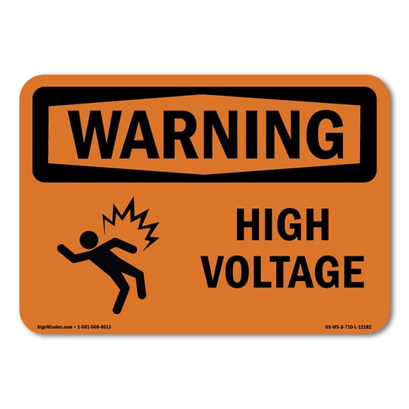 OSHA WARNING Sign - High Voltage With Symbol | Plastic Sign | Protect Your Business, Construction Site, Warehouse & Shop Area | Made in the USA
