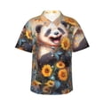 thumbnail image 1 of Fotbe Elegant Cute Panda Sunflower Camisa Hawaiana para Hombre Unisex – Camisa Casual de Verano con Botones de Manga Corta de Algodón y Lino,Small, 1 of 7