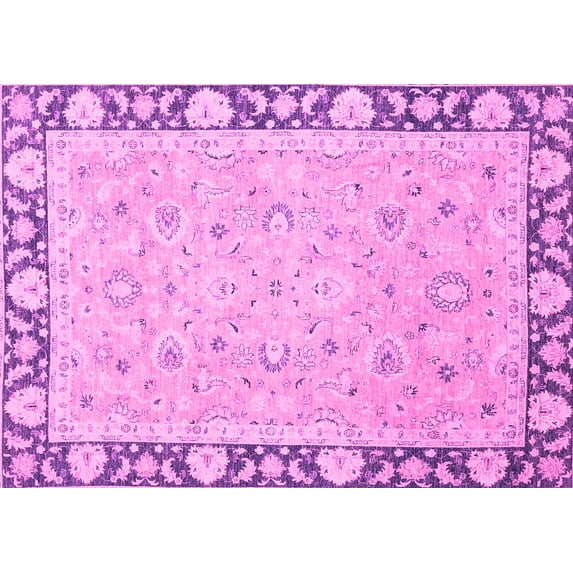 Ahgly Company Indoor Rectangle Oriental Pink Traditional Area Rugs, 5' x 7'