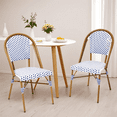 thumbnail image 2 of Dovov French Bistro Chairs Set of 2, Outdoor Dining Chairs Aluminum Rattan Stacking Chairs French Cafe Chairs, Bamboo Finish, 2 of 8