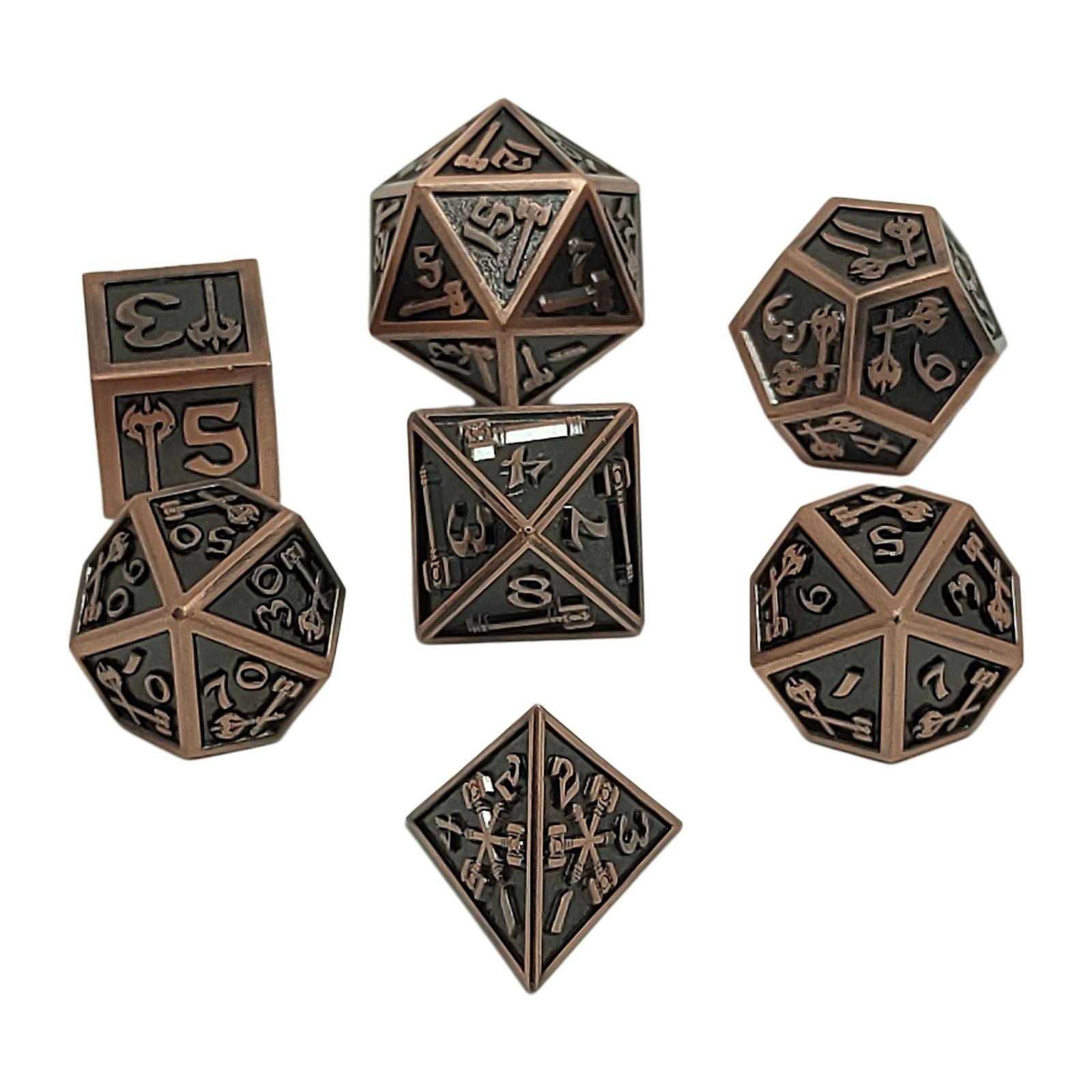 7Pcs Solid Metal Polyhedral Numeral Dice Set for MTG DND RPG Party Game Toys 