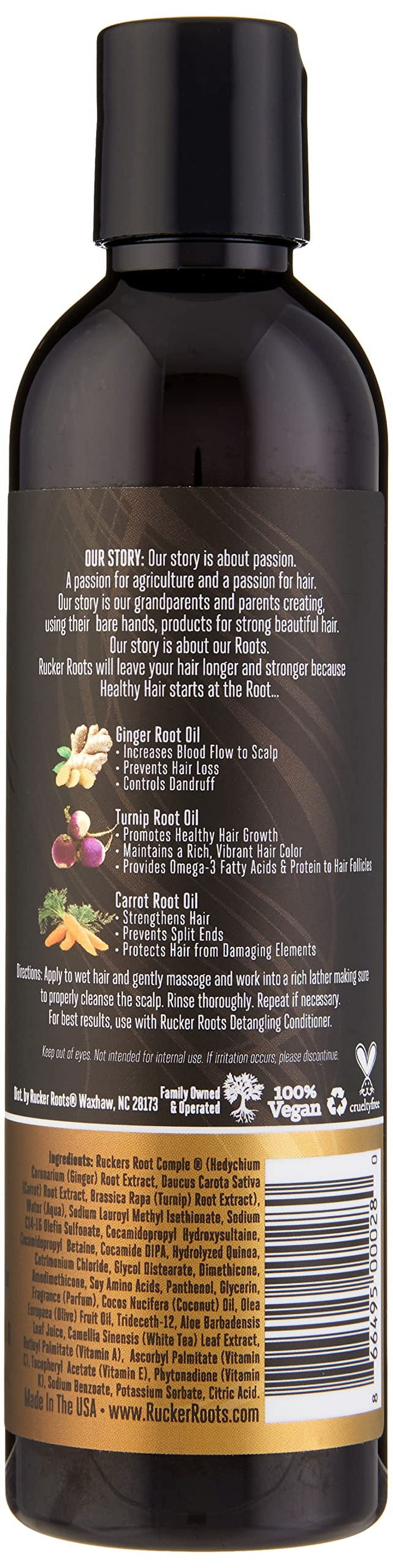Rucker Roots Smoothing Sulfate Free Shampoo with Turnip, Carrot, Ginger Root, 8 oz., Adult