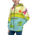 thumbnail image 2 of Naloa Two Frogs Are Sitting On Water Lilies Teenage Zipper Hoodie, Long Sleeve Zip Up Hoodies Casual Jackets Tops for 7-12 Years-Medium, 2 of 6
