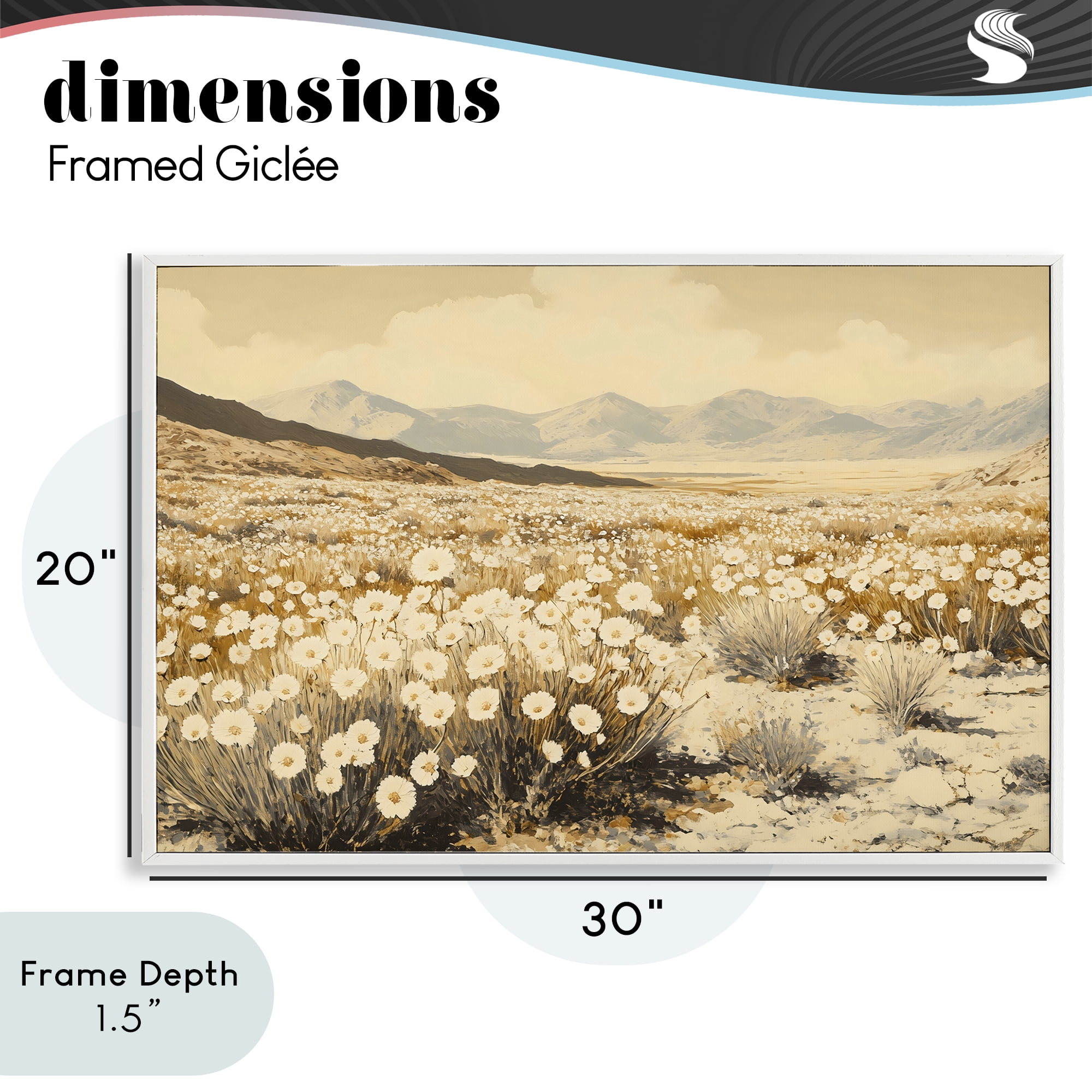 Stupell Industries Desert Wildflowers in Golden Valley White Framed Giclee Art, design by Franklyn Gregory