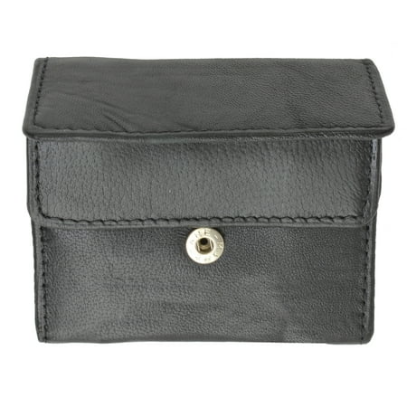 - Genuine Leather Change Purse with Snap Button Closure 1121 (C) Black