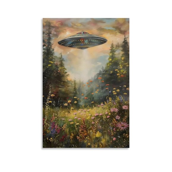 Alien Abduction Painting Vintage Poster Picture Print Wall Art Poster Painting Canvas Posters Artworks Gift Room Aesthetic