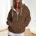 thumbnail image 2 of CONZONE Womens Oversized Hoodies Long Sleeve Zip Up Leopard Hooded Sweatshirts for Women Drawstring Fall Winter Pullover Tops with Pocket, 2 of 4