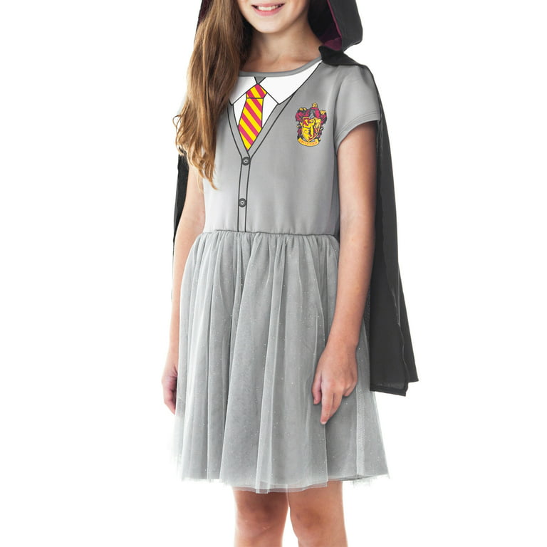 Harry Potter Hermione Costume Dress With Hooded Cape Halloween Cosplay 