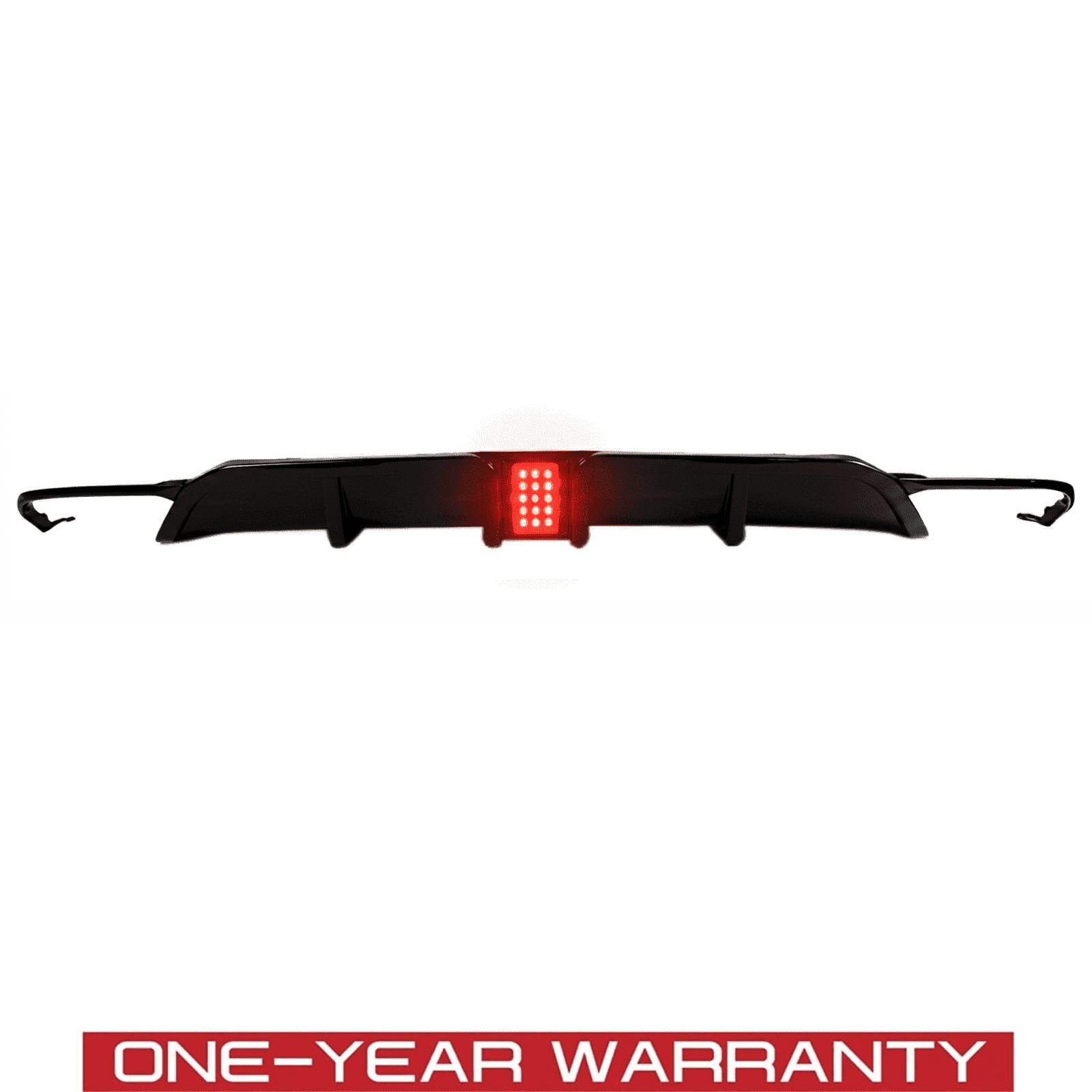 ULTIMATEMOTORSPORTS Rear Bumper Diffuser w/Corner Winglet Trim Kit Compatible with 2022-2026 Civic Hatchback Sport Touring FL1/FL2 5DR w/Rectangle LED Brake Red Light Smoke High-gloss Blacked-out