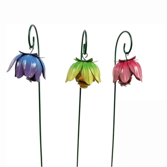 Garden Stake,3 Pcs Metal Flower Shape Decor Weather Proof Easy Assssembly Decor for Patio Yard Porch